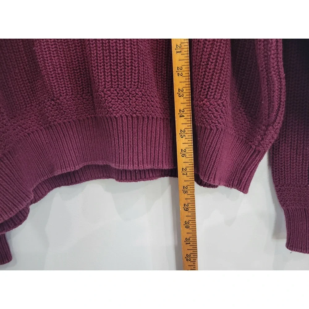 Eddie Bauer Mens Burgundy‎ Knit Pullover Sweater Shawl Collar Buttons XL - Picture 6 of 6